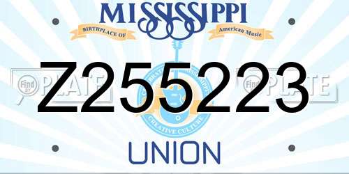 Z255223 Mississippi License Plate