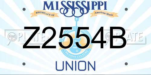 Z2554B Mississippi License Plate