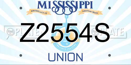 Z2554S Mississippi License Plate