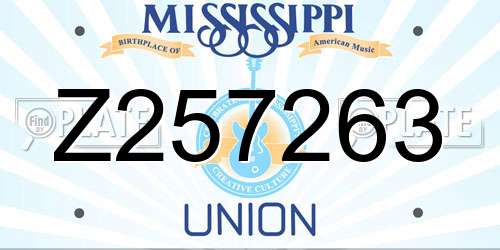 Z257263 Mississippi License Plate