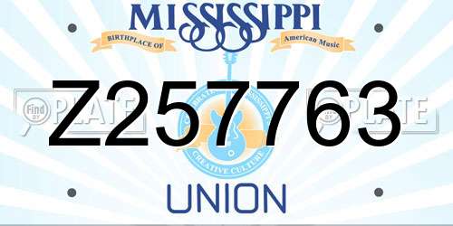 Z257763 Mississippi License Plate