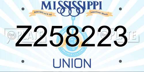 Z258223 Mississippi License Plate