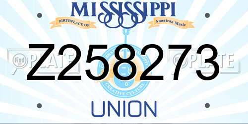 Z258273 Mississippi License Plate