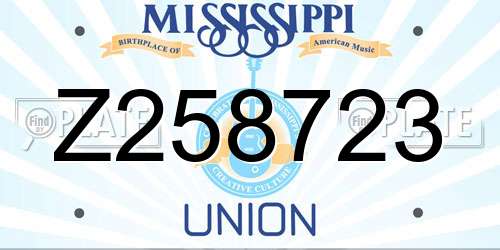 Z258723 Mississippi License Plate