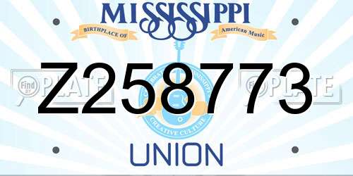 Z258773 Mississippi License Plate