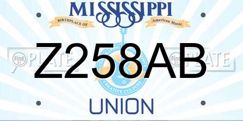 Z258AB Mississippi License Plate