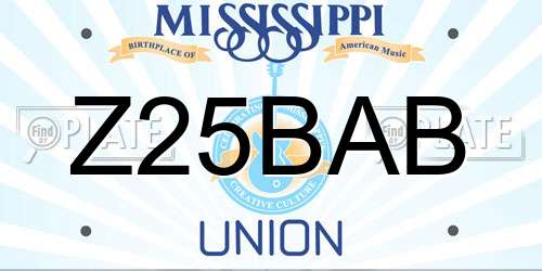 Z25BAB Mississippi License Plate