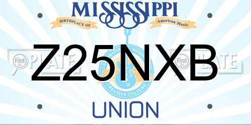 Z25NXB Mississippi License Plate