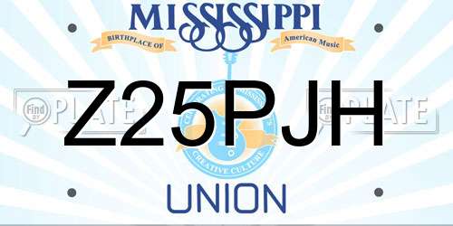 Z25PJH Mississippi License Plate