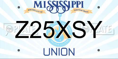 Z25XSY Mississippi License Plate