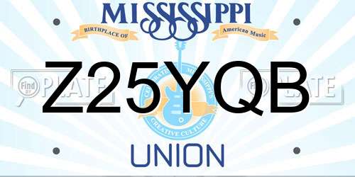 Z25YQB Mississippi License Plate
