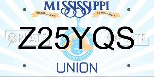 Z25YQS Mississippi License Plate