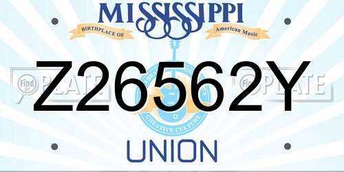 Z26562Y Mississippi License Plate
