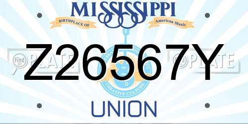 Z26567Y Mississippi License Plate