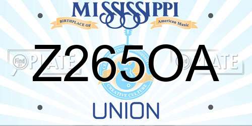 Z265OA Mississippi License Plate