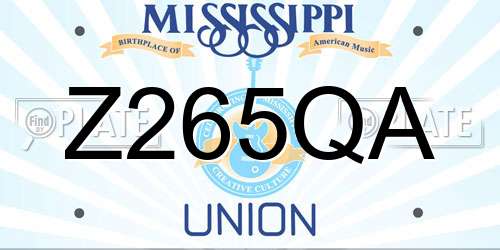 Z265QA Mississippi License Plate