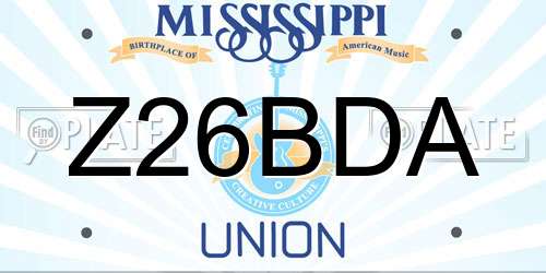 Z26BDA Mississippi License Plate