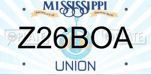 Z26BOA Mississippi License Plate