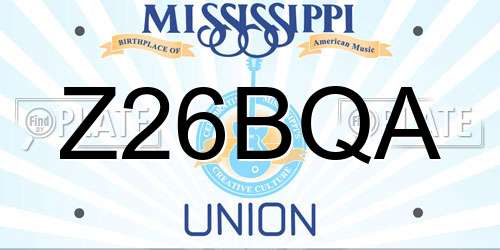 Z26BQA Mississippi License Plate