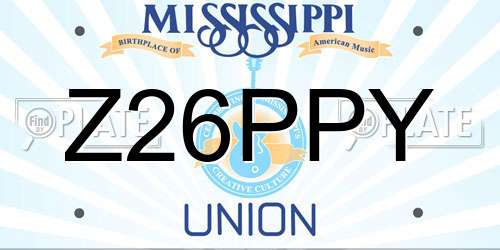 Z26PPY Mississippi License Plate