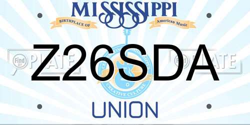 Z26SDA Mississippi License Plate