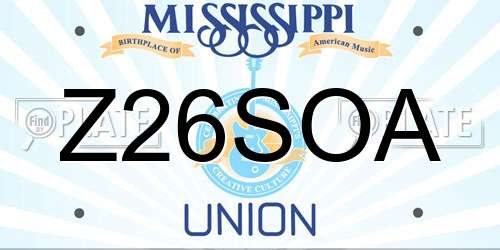 Z26SOA Mississippi License Plate