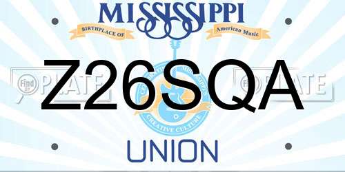 Z26SQA Mississippi License Plate