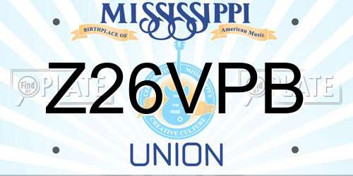 Z26VPB Mississippi License Plate