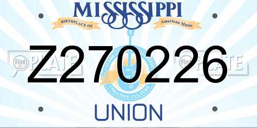 Z270226 Mississippi License Plate