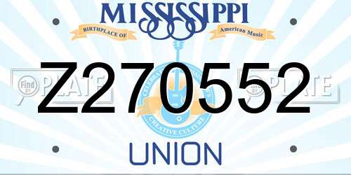 Z270552 Mississippi License Plate