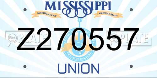 Z270557 Mississippi License Plate