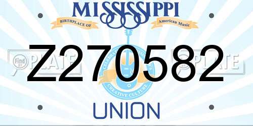 Z270582 Mississippi License Plate