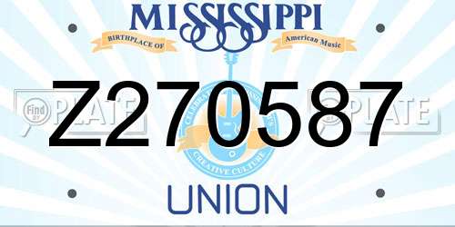 Z270587 Mississippi License Plate
