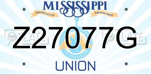 Z27077G Mississippi License Plate