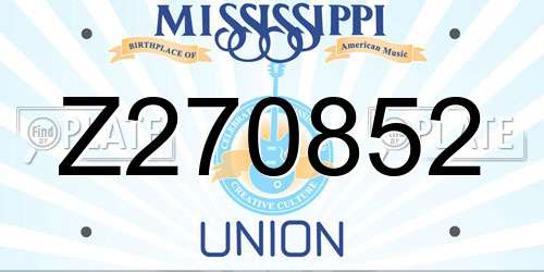 Z270852 Mississippi License Plate