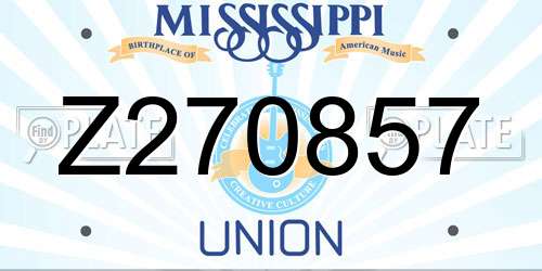 Z270857 Mississippi License Plate