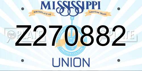 Z270882 Mississippi License Plate