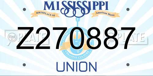Z270887 Mississippi License Plate
