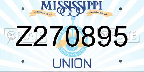 Z270895 Mississippi License Plate