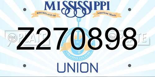 Z270898 Mississippi License Plate