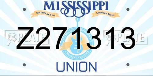 Z271313 Mississippi License Plate