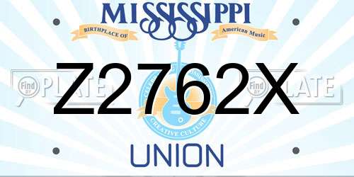 Z2762X Mississippi License Plate
