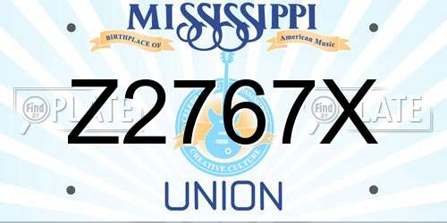 Z2767X Mississippi License Plate