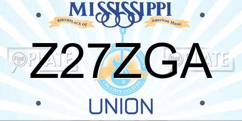 Z27ZGA Mississippi License Plate