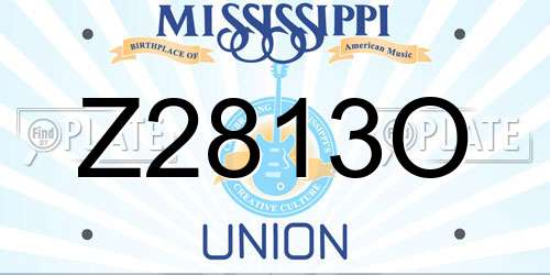 Z2813O Mississippi License Plate