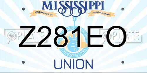 Z281EO Mississippi License Plate