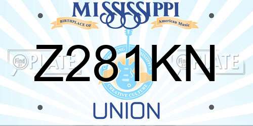 Z281KN Mississippi License Plate