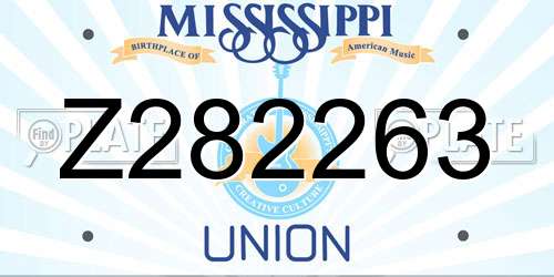 Z282263 Mississippi License Plate