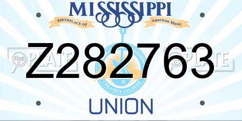 Z282763 Mississippi License Plate