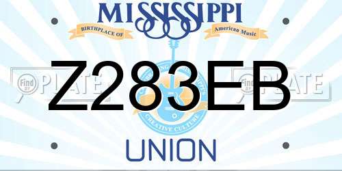 Z283EB Mississippi License Plate